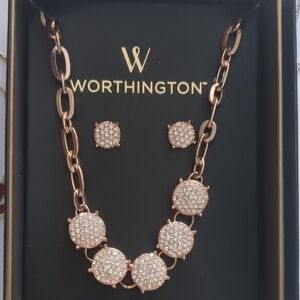 Worthington Gold Necklace and Earring Set